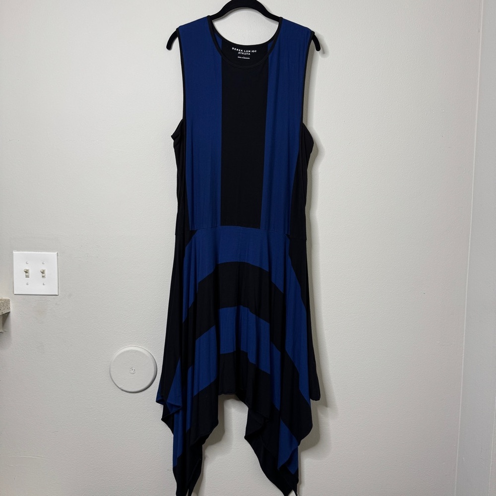 Derek Lam Asymmetrical High-Low Blue and Black Dress Size L
